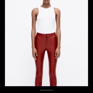 Red Zara faux leather legging